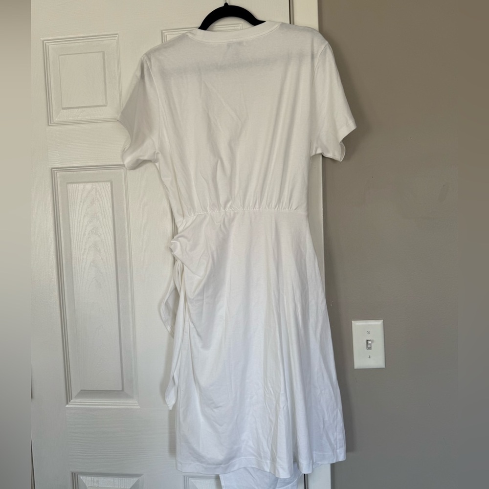 VINCE Off White Side Tie Cotton T-Shirt Mini Dress - Picture 8 of 11